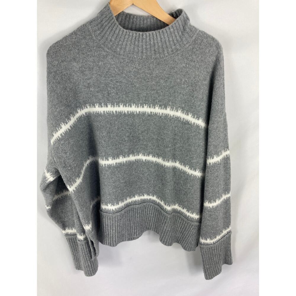 Nine West Grey White Stripe Mock Neck Sweater Size XXL